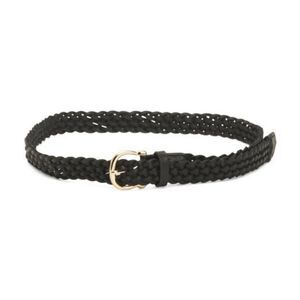 Most Wanted Classic Braided Black Leather Belt Gold Tone Buckle Size L